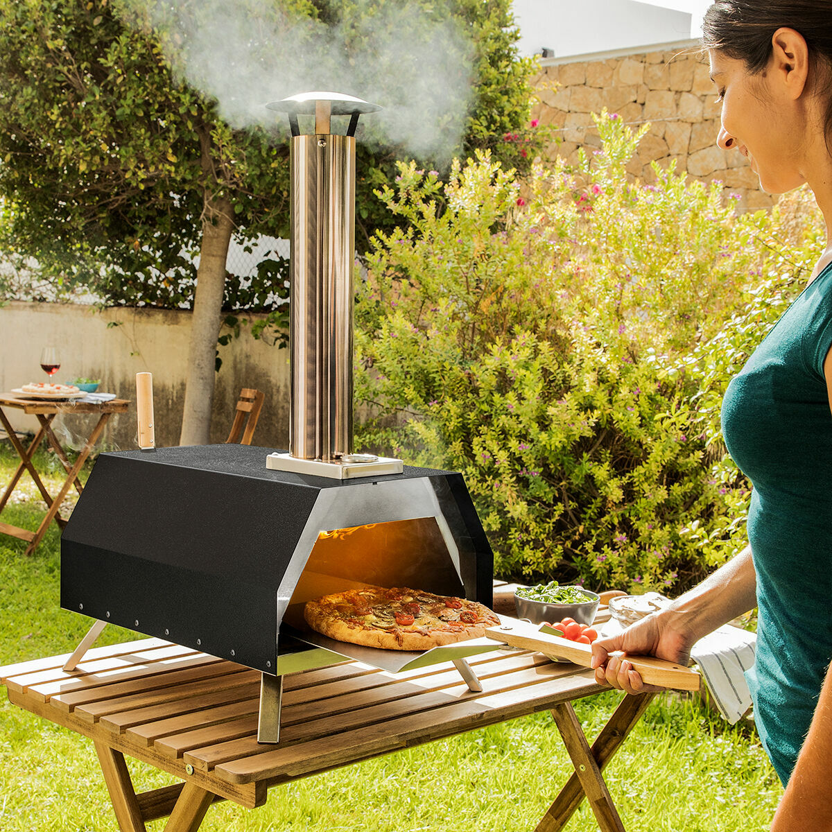 InnovaGoods Pelletofen Pizzahven für Pizza mit Zubehör und Pizzastein – Produktansicht