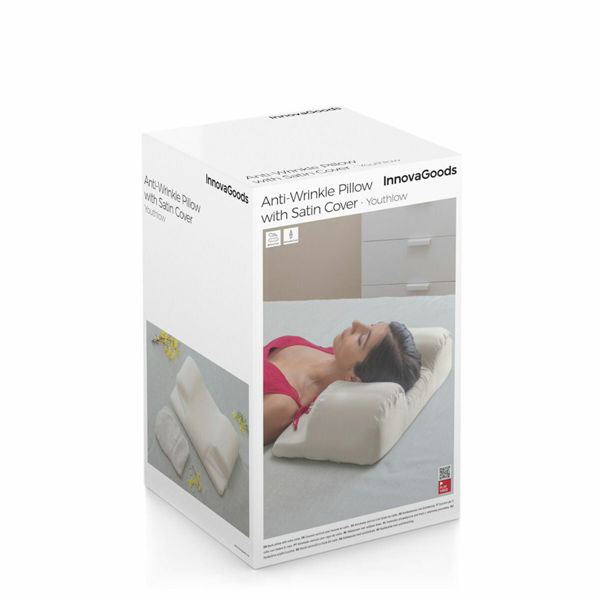 Anti-Falten-Nackenkissen Youthlow mit Satinbezug von InnovaGoods in Beige – Detailansicht