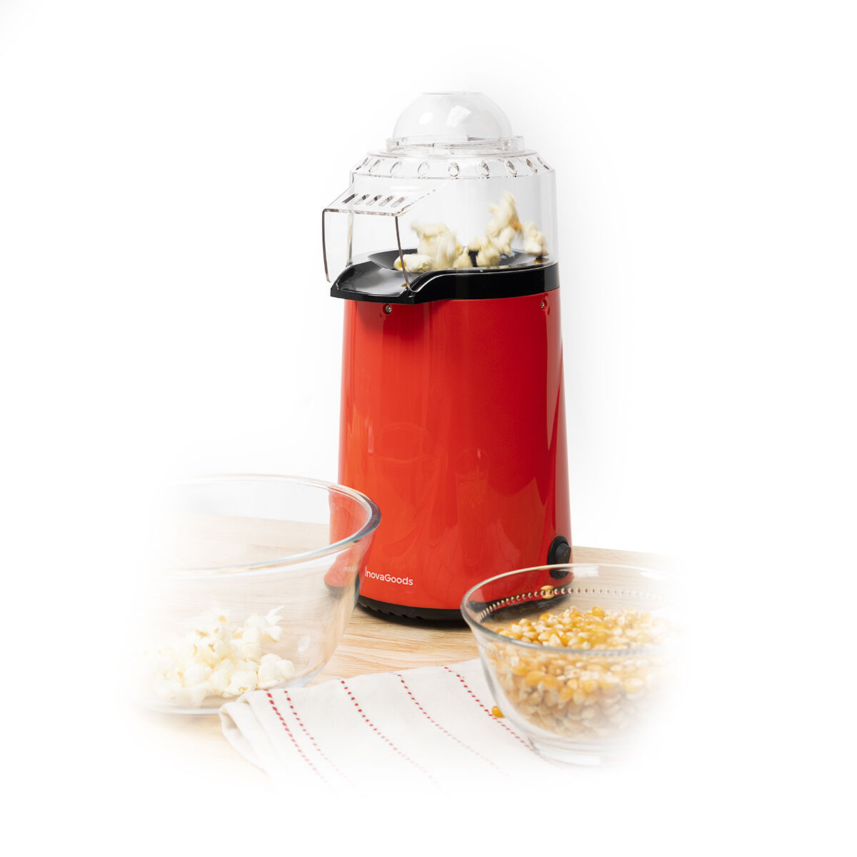 Heissluft-Popcornmaschine Popmar von InnovaGoods in Rot und Schwarz – Seitenansicht