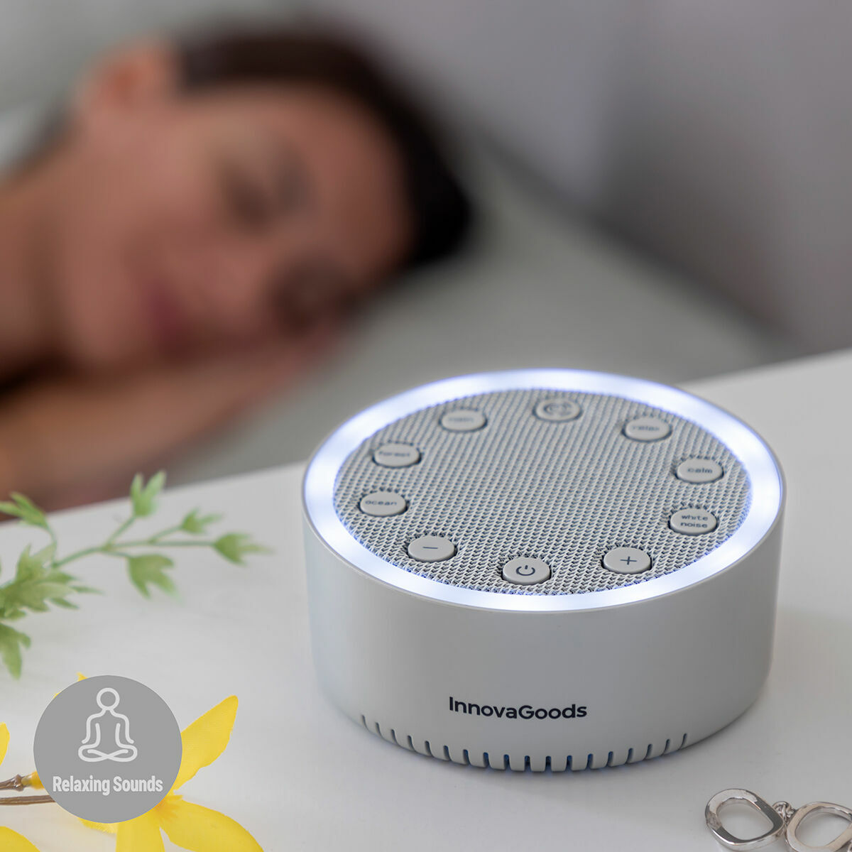 InnovaGoods Slewel Schlafhilfegerät mit weissem Rauschen, Licht und Klängen – Produktansicht