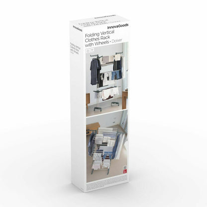 InnovaGoods vertikaler klappbarer Wäscheständer mit Rädern und Wäschefaltbrett – Seitenansicht
