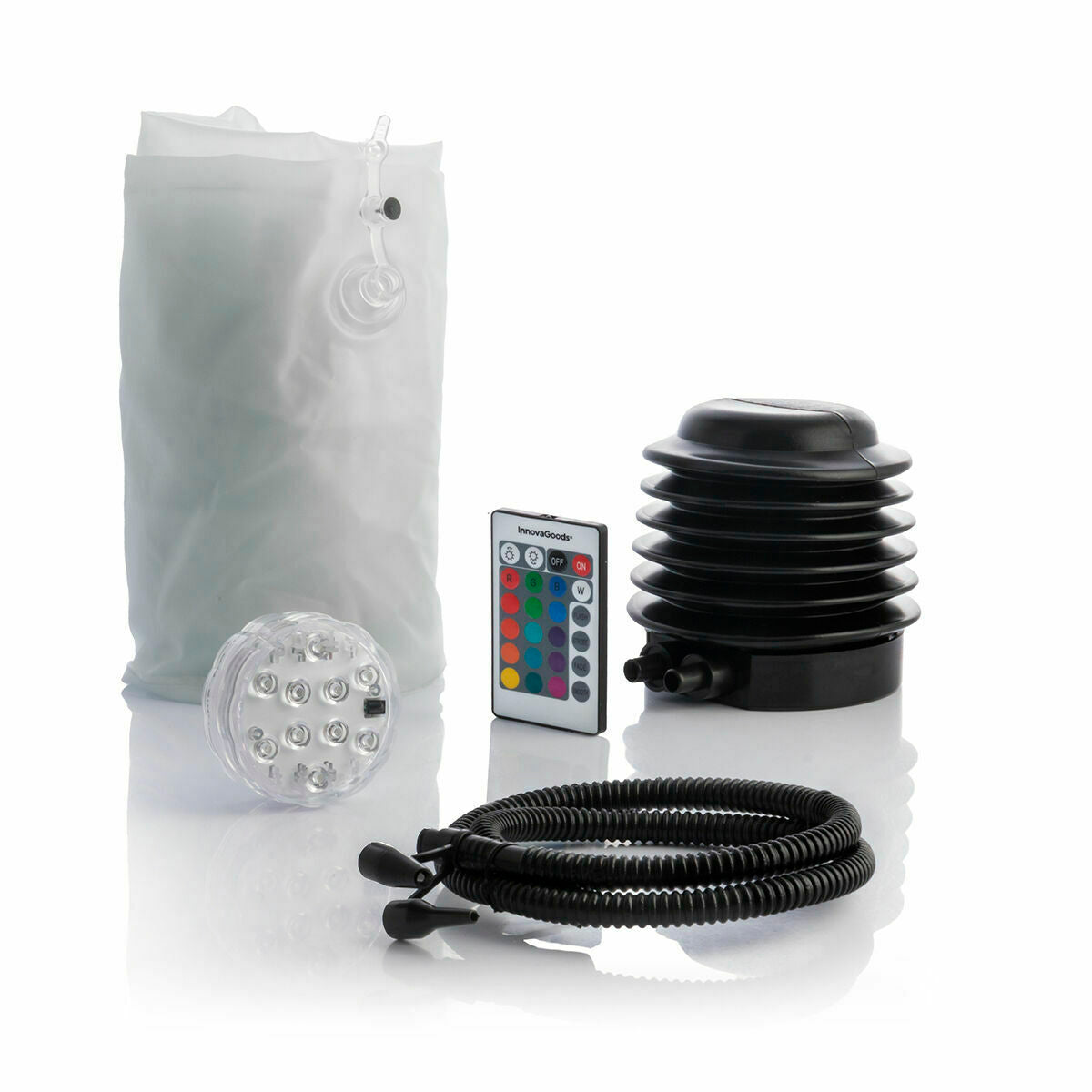 InnovaGoods aufblasbares LED-Sessel-Hocker-Set mit RGB-Beleuchtung und Fernbedienung – Detailansicht