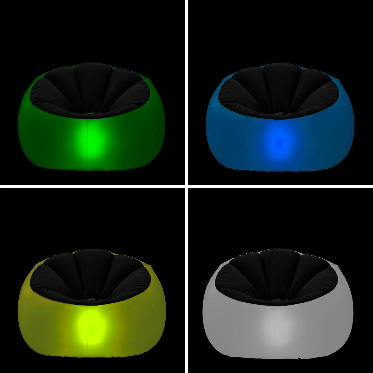 InnovaGoods aufblasbares LED-Sessel-Hocker-Set mit RGB-Beleuchtung und Fernbedienung – Rückansicht