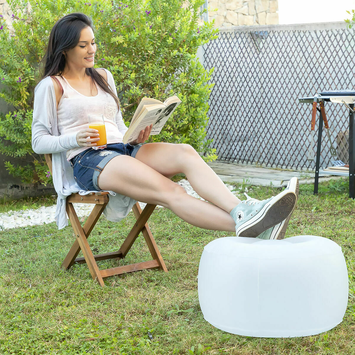 InnovaGoods aufblasbares LED-Sessel-Hocker-Set mit RGB-Beleuchtung und Fernbedienung – Verpackung
