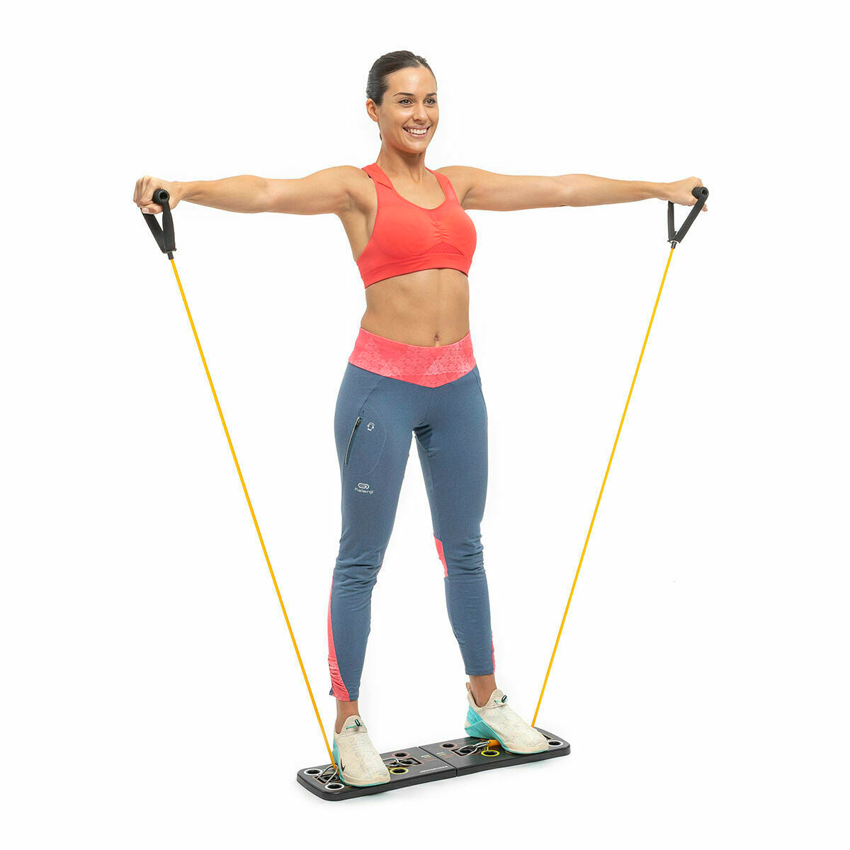 Liegestützbrett mit Widerstandsbändern und Fitness-Zubehör von InnovaGoods – Detailansicht