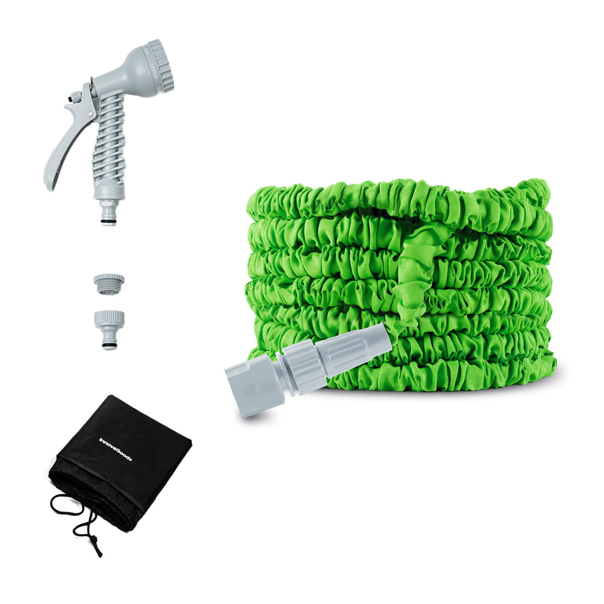 InnovaGoods 8-in-1-Hochdruck-Wasserspritze mit 15-m-Gartenschlauch – Seitenansicht