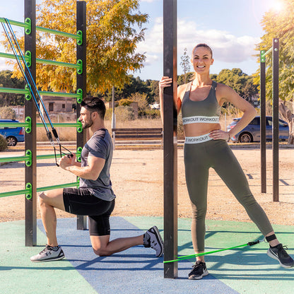 Klimmzugstation mit Widerstandsbändern und Fitnesszubehör von InnovaGoods – Rückansicht