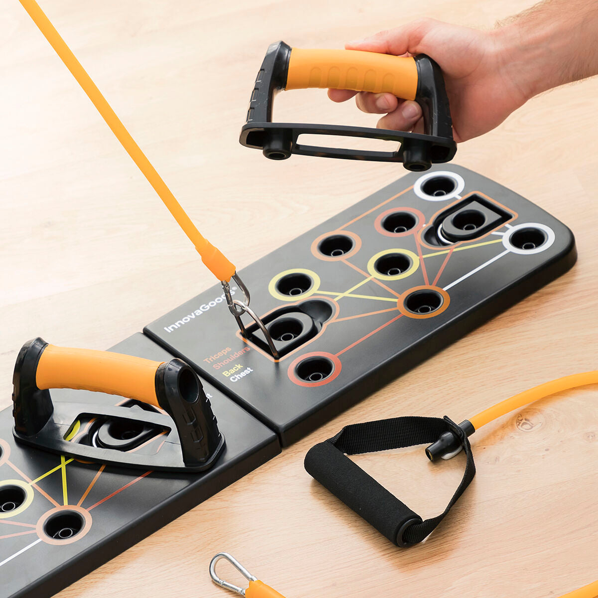 InnovaGoods Liegestützbrett-Set mit Widerstandsbändern und Sauna-Sportgürtel – Ansicht 8
