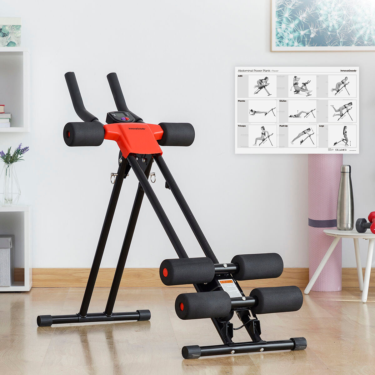 InnovaGoods Bauchtrainer-Set mit klappbarem Bauchmuskeltrainer und Sauna-Sportweste – Anwendungsansicht