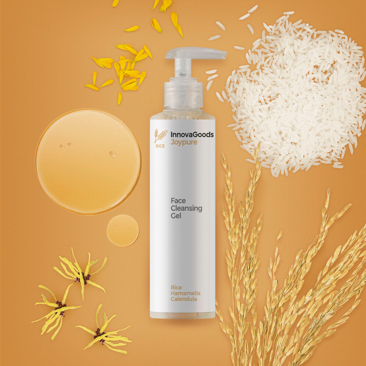 Set Elektrischer Gesichtsreiniger gegen Mitesser und Gesichtsreinigungsgel Rice Joypure 200 ml InnovaGoods