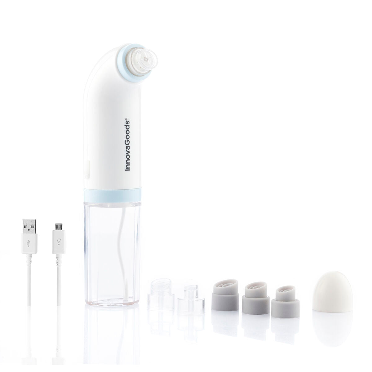 Set Gesichtsreinigungsgerät gegen Unreinheiten wiederaufladbar+Gesichtsreiniger Rice Joypure 200 ml InnovaGoods