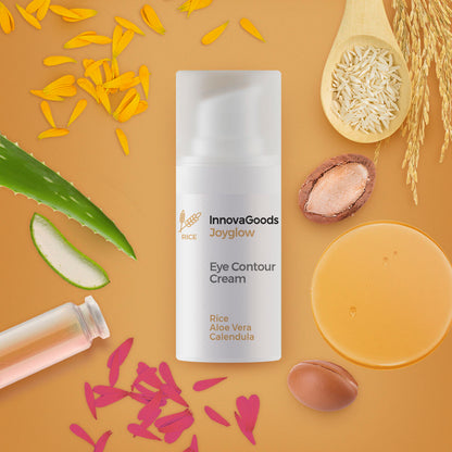 Pack Augenmassagegerät Anti-Aging mit Phototherapie und Thermotherapie und Augencreme Rice Joyglow 15 ml InnovaGoods