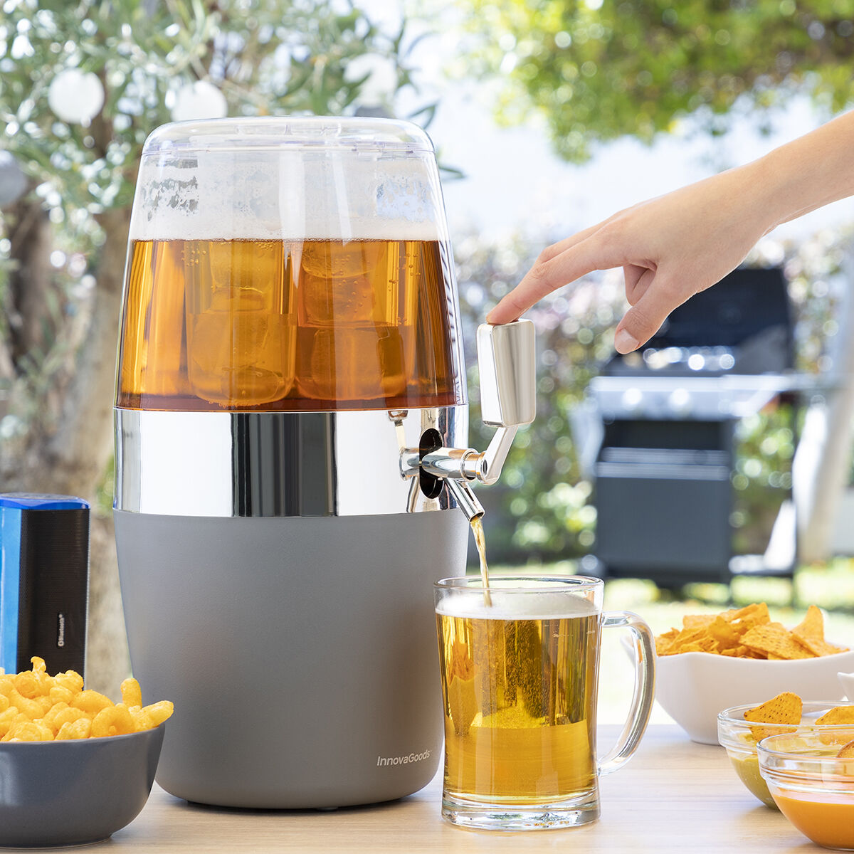 InnovaGoods Snackschalen-Set mit kühlendem 4-l-Getränkespender – Ansicht 8
