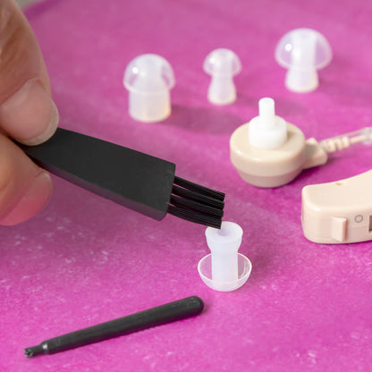 InnovaGoods Set mit zwei Hinter-dem-Ohr-Hörverstärkern und Zubehör – Seitenansicht
