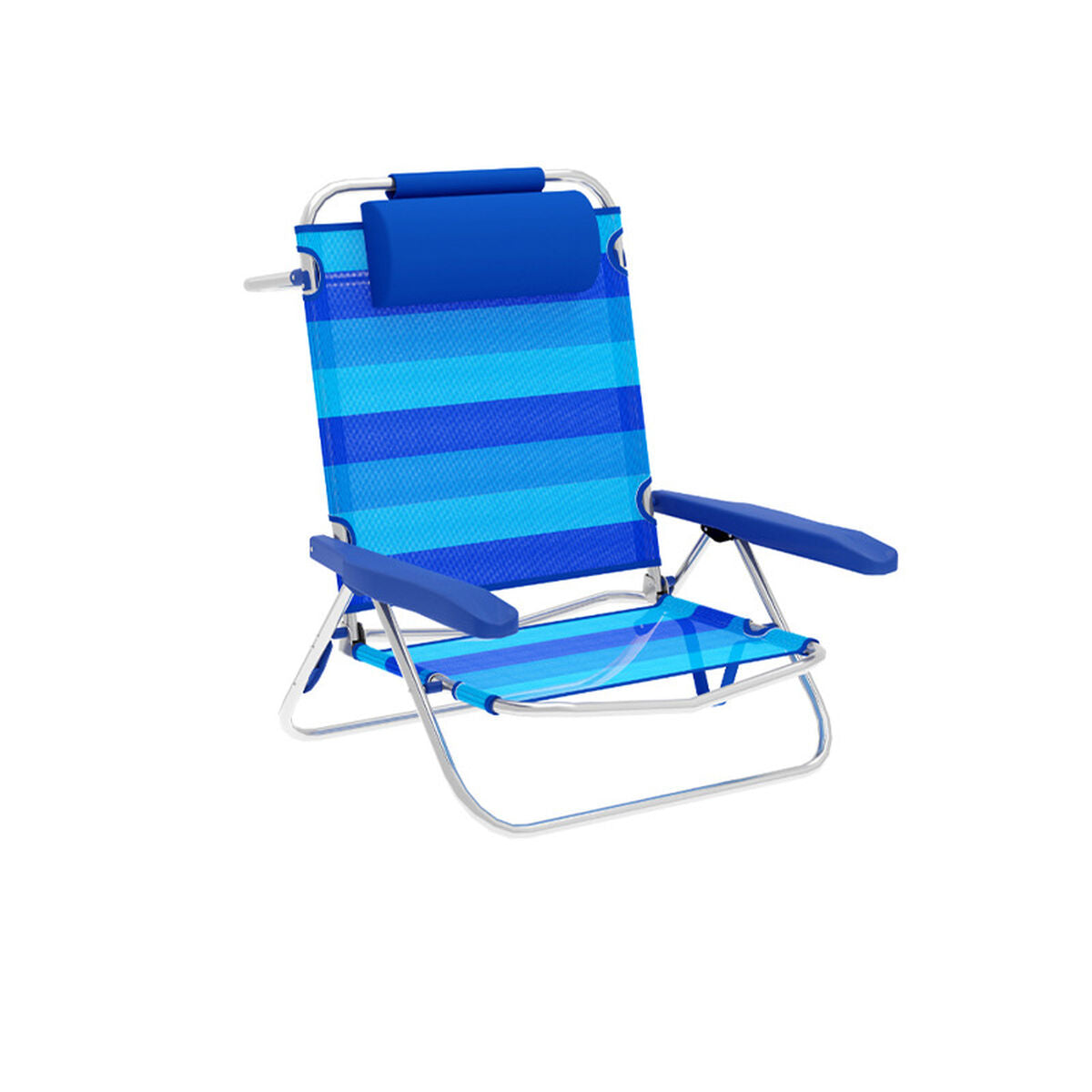 Marbueno Faltstuhl 5 Positionen Aluminium mit Kissen Blau Streifen Strand und Pool 61X68X82 cm 10242