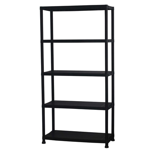 Marbueno Regal 5 Böden Kunststoff Schwarz 90x40x180 cm Garten 10539