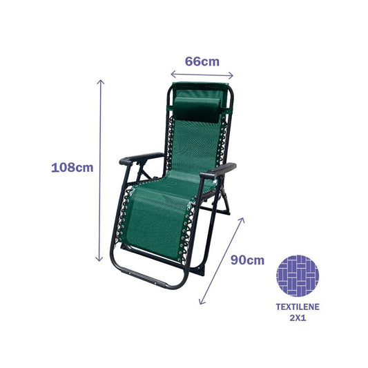 Gepolsterte Campingstuhl Marbueno grün 90 x 108 x 66 cm