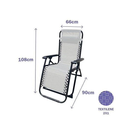 Gepolsterte Campingstuhl Marbueno Grau 90 x 108 x 66 cm