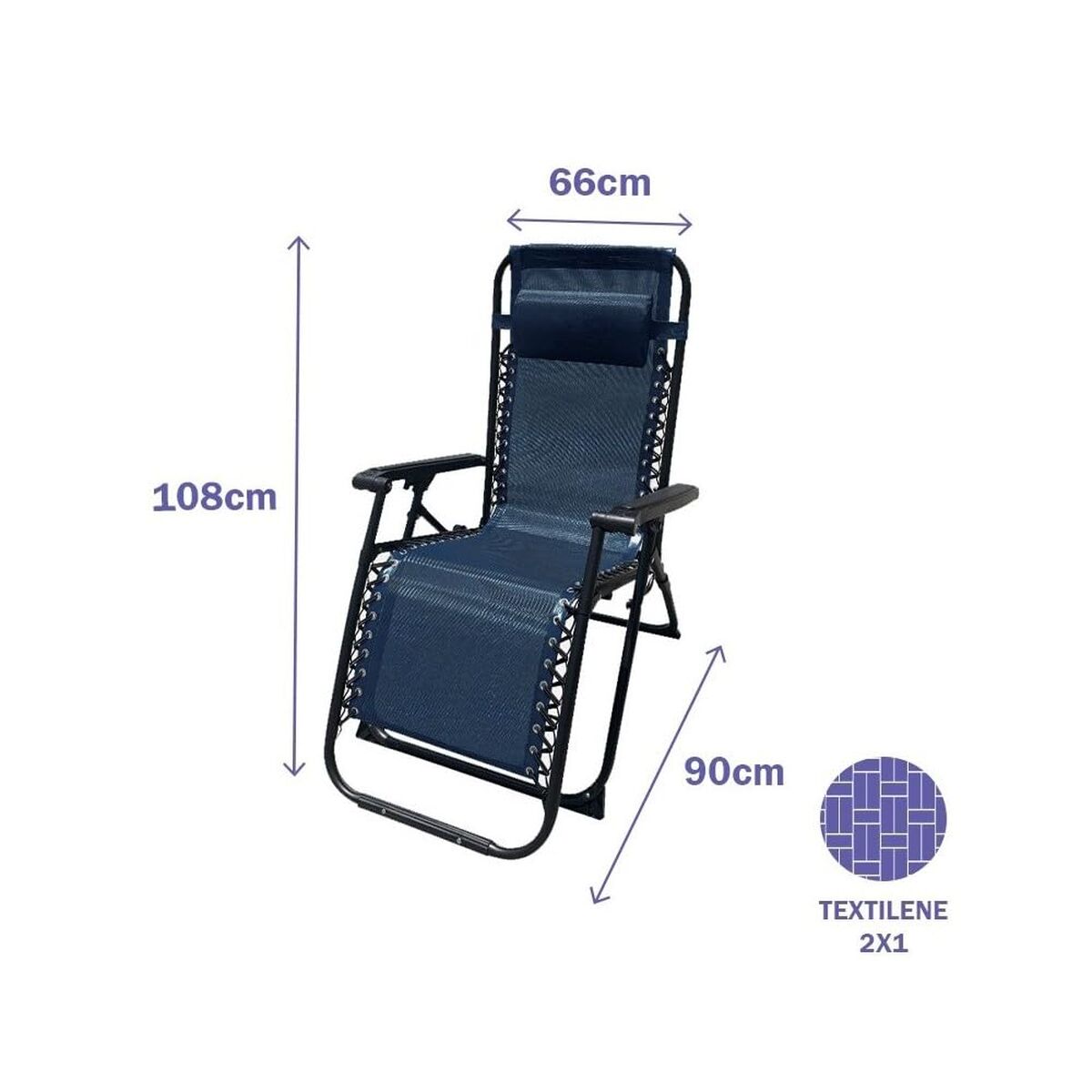 Gepolsterte Campingstuhl Marbueno 90 x 108 x 66 cm Blau