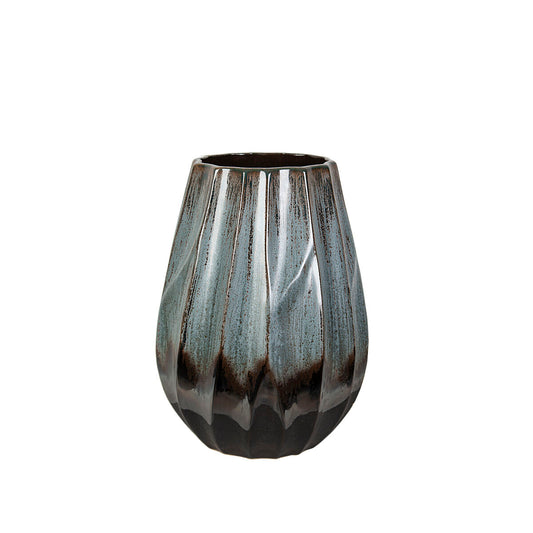 Blumenvase Romimex Blau Schwarz aus Keramik