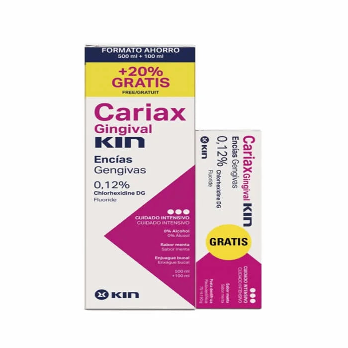 KIN KIN Cariax Gingival Mundspülung 600 ml und Zahnpasta 100 ml Set Kosmetik