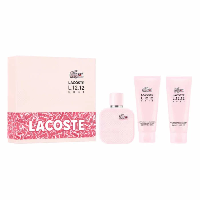 LACOSTE LACOSTE L.12.12 Rose Eau de Parfum Spray 100 ml 3-teiliges Set Parfüm
