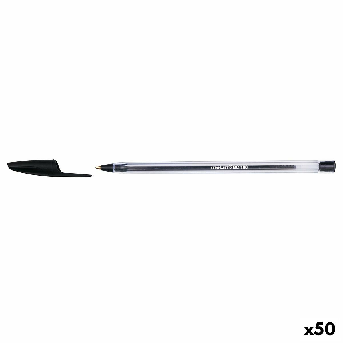 Molin BC188 Kristall Kugelschreiber schwarz 1 mm, 50 Stück – Produktansicht