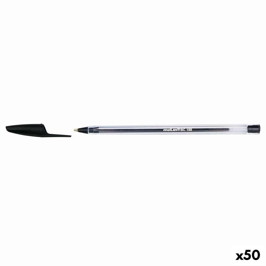 Molin BC188 Kristall Kugelschreiber schwarz 1 mm, 50 Stück – Produktansicht