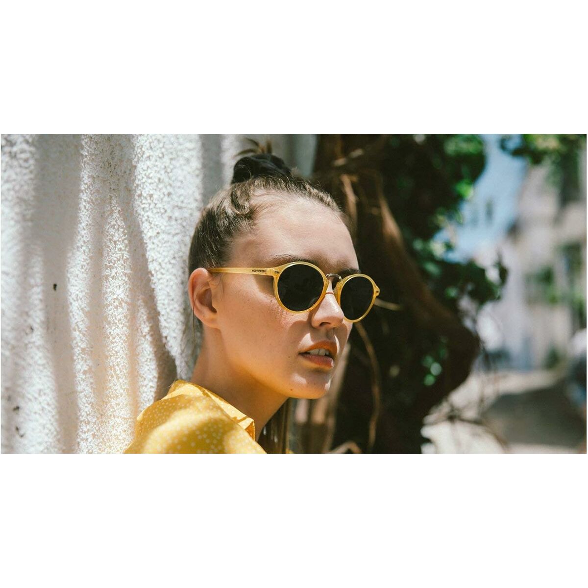 Northweek Unisex-Sonnenbrille Northweek Vesca Shine Ø 47 Mm Schwarz Gelb