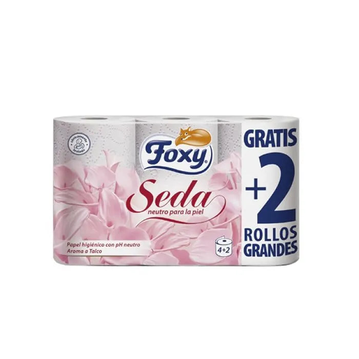 FOXY FOXY Seide Toilettenpapier 3-lagig 6 Rollen 4 + 2 Rollen Packung Kosmetik