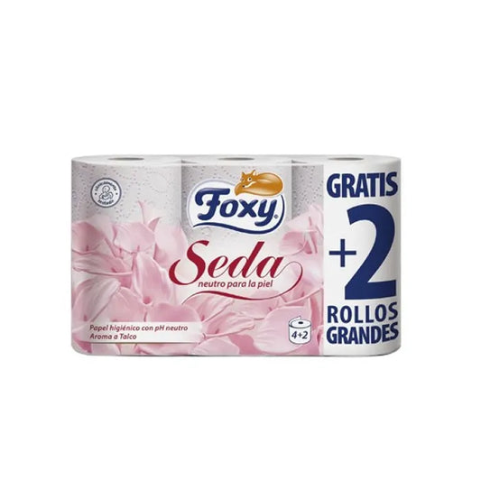 FOXY FOXY Seide Toilettenpapier 3-lagig 6 Rollen 4 + 2 Gratis Kosmetik
