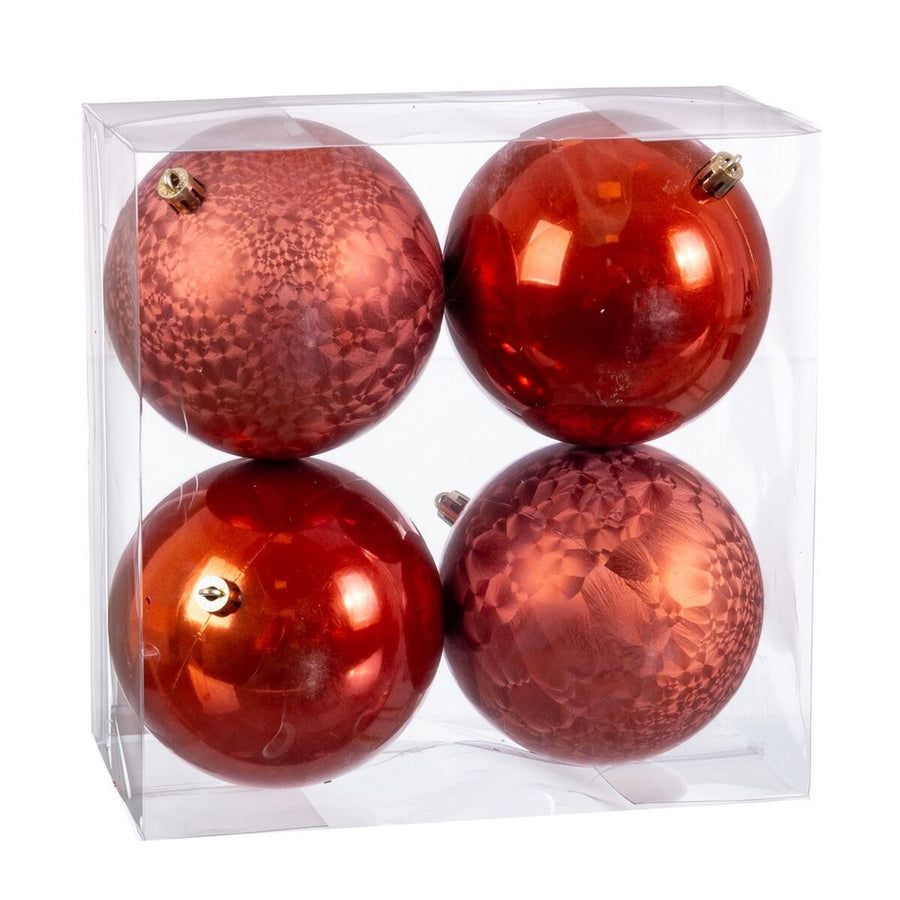 BigBuy Christmas Kupferfarbene Weihnachtsbaumkugeln aus Kunststoff, 4 Stück