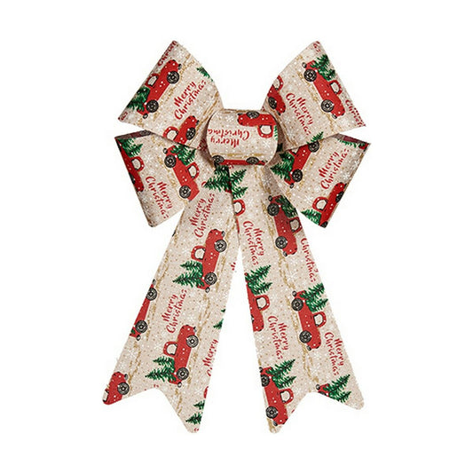 Schleife Krist+ Rot Beige Autos 15 x 25 cm Weihnachtsschmuck