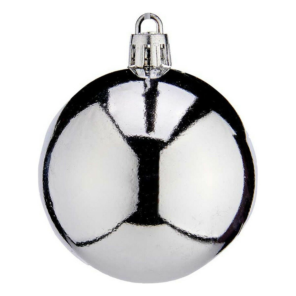 24 silberfarbene Krist+ Weihnachtsbaumkugeln aus Kunststoff, Ø 6 cm