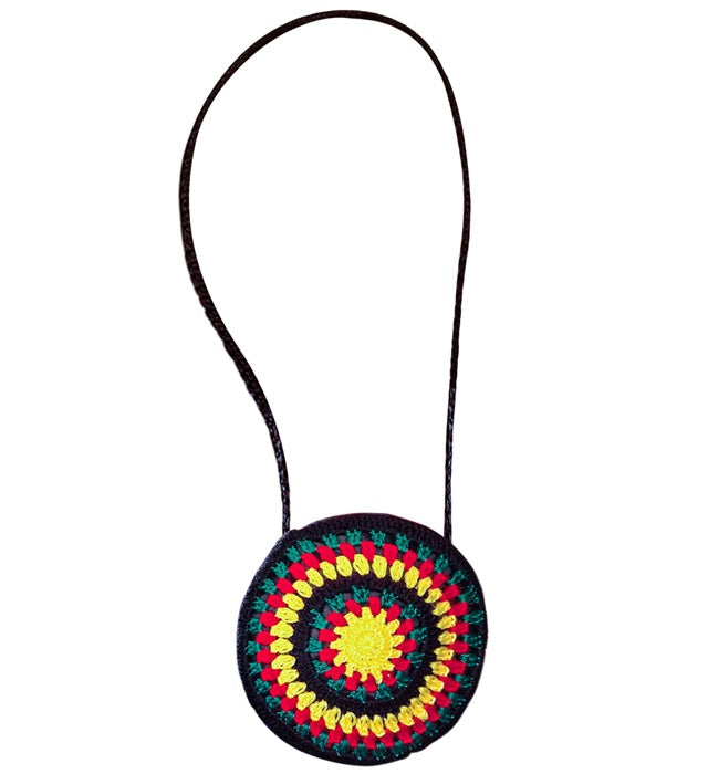 Rasta Häkelhandtasche in Rot, Gelb und Grün für Fasnacht und Mottoparty