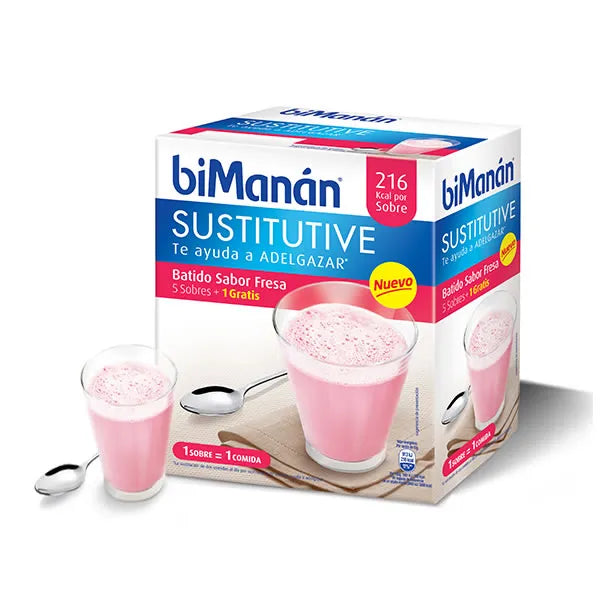 BIMANÁN BIMANÁN Sustitutive Strawberry Shake 5+1 Stück Ersatz-Shake mit Erdbeergeschmack Kosmetik