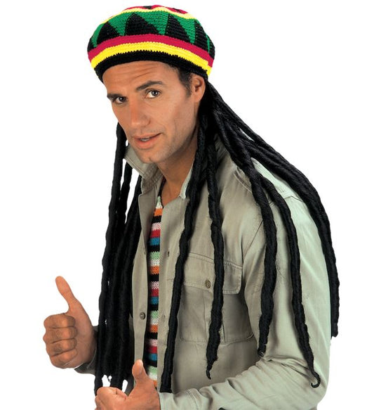Rasta-Hut mit extra langen Dreadlocks als Fasnacht Accessoire