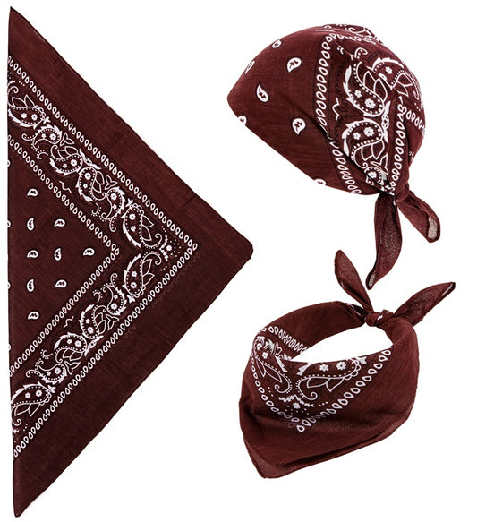 Braunes Bandana aus Baumwolle 55x55 cm auf weissem Hintergrund