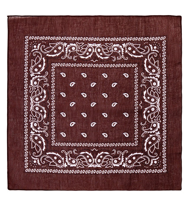 Braunes Bandana aus Baumwolle 55x55 cm auf weissem Hintergrund