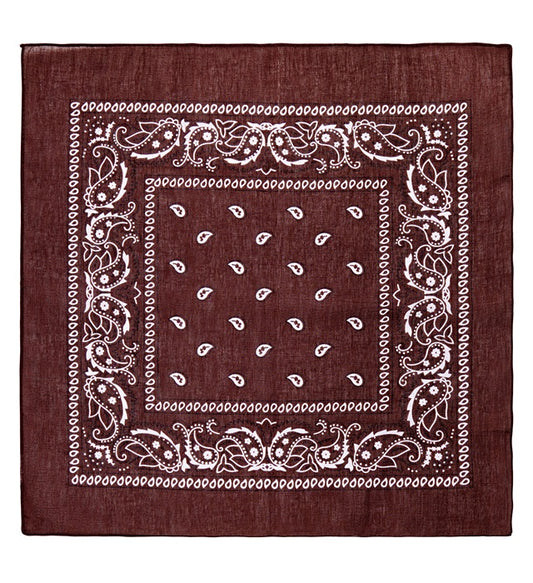 Braunes Bandana aus Baumwolle 55x55 cm auf weissem Hintergrund