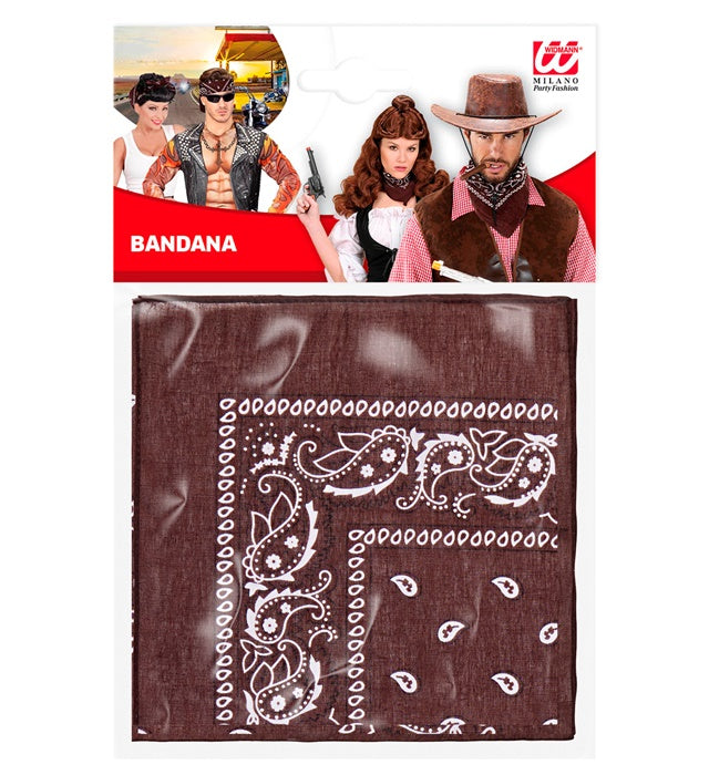 Braunes Bandana aus Baumwolle 55x55 cm auf weissem Hintergrund