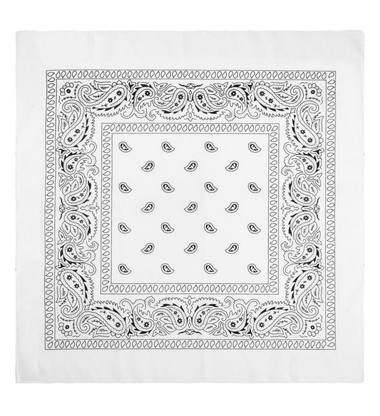 Weisses Bandana 55x55 cm aus Baumwolle auf weissem Hintergrund