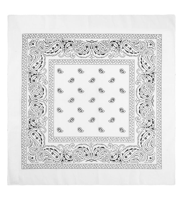 Weisses Bandana 55x55 cm aus Baumwolle auf weissem Hintergrund
