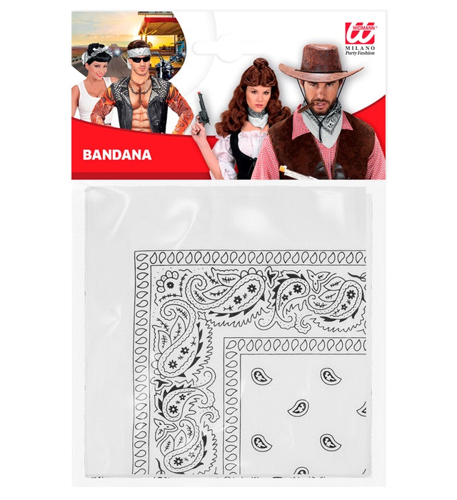 Weisses Bandana 55x55 cm aus Baumwolle auf weissem Hintergrund