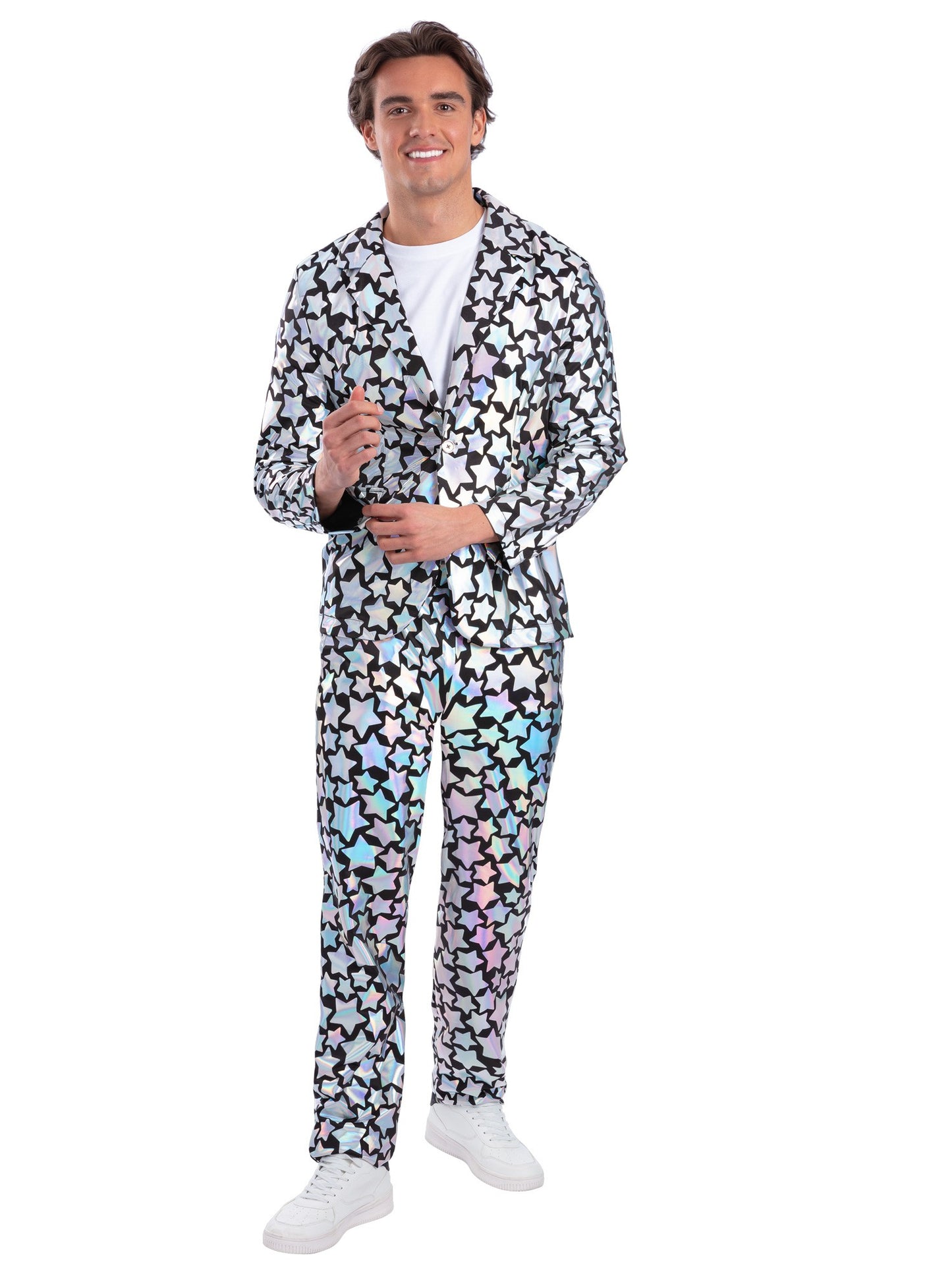 Smiffys Star Gazer Jacket, Holographic Iridescent CS für Herren