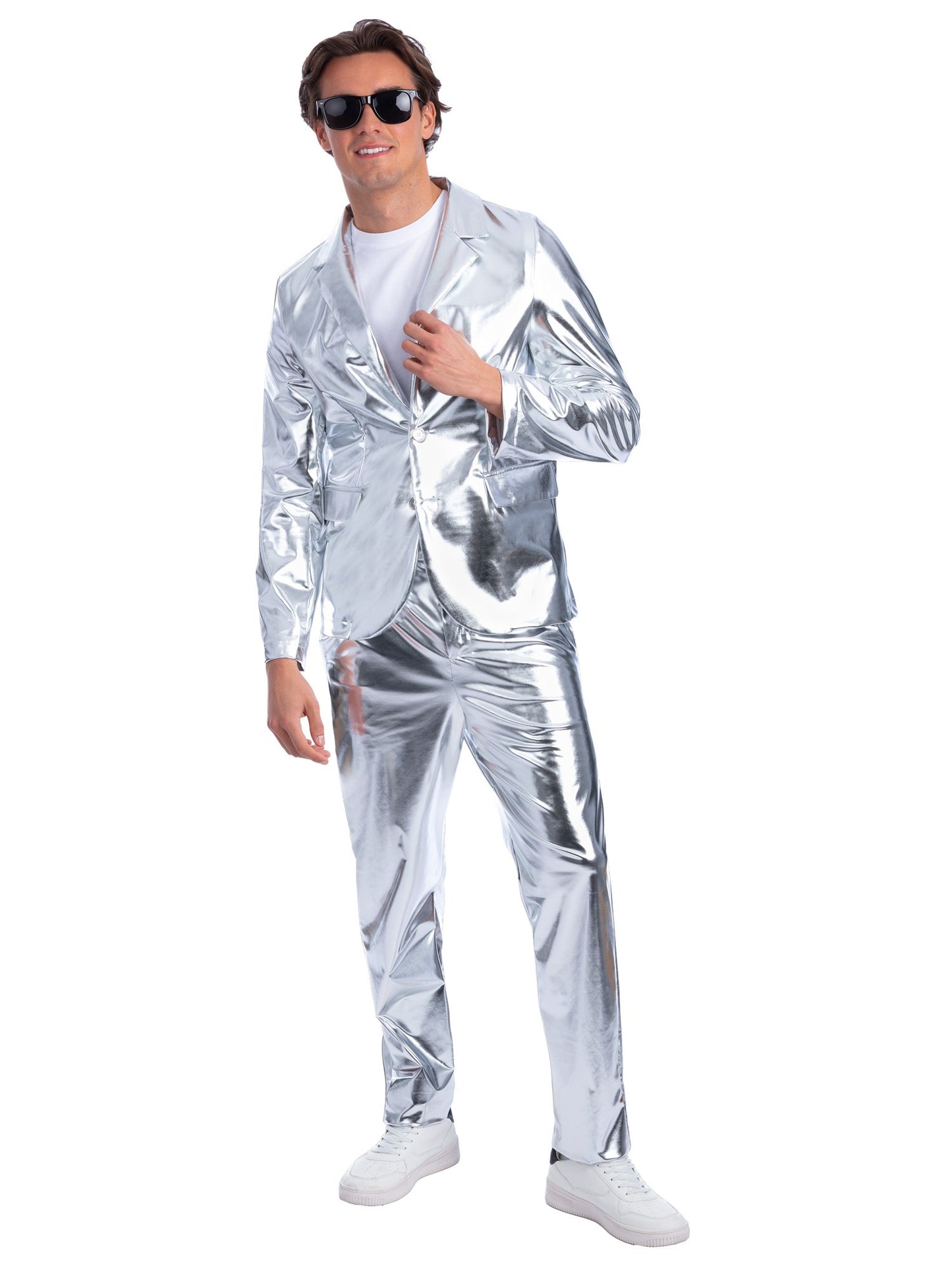 Smiffys Sterling Silver Jacket Metallic-Silber Kostümjacke für Herren