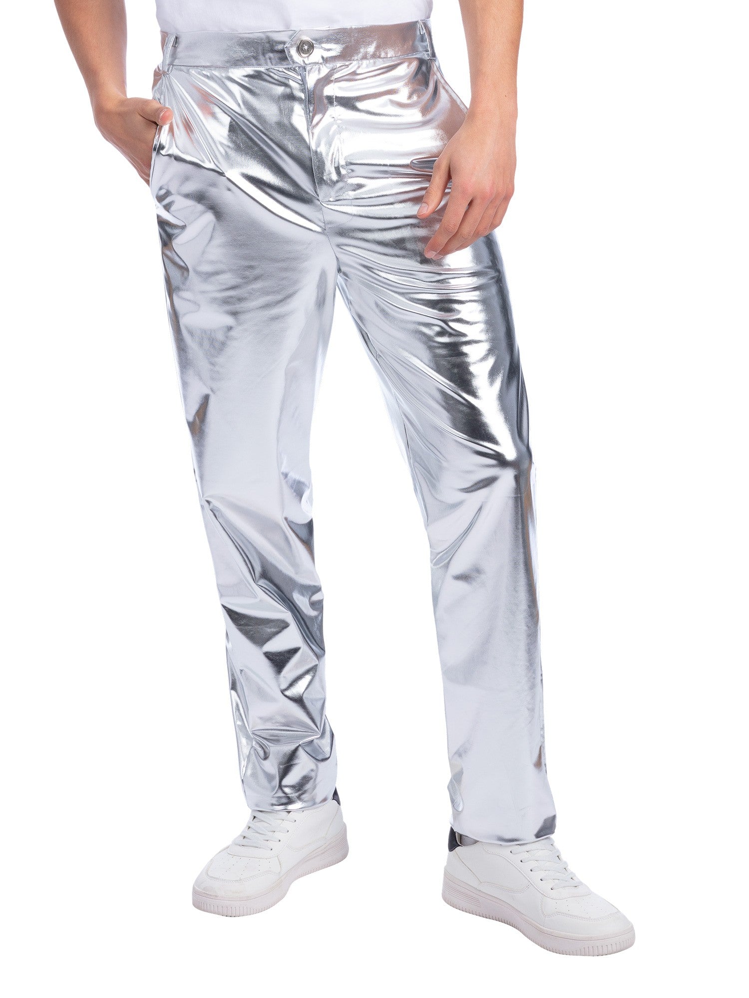 Smiffys Sterling Silver Trousers, Metallic Silver CS für Herren