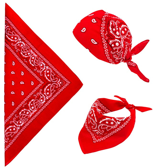 Rotes Bandana 55x55 cm aus Baumwolle auf weissem Hintergrund