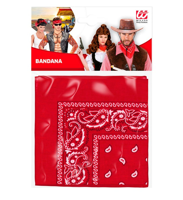 Rotes Bandana 55x55 cm aus Baumwolle auf weissem Hintergrund