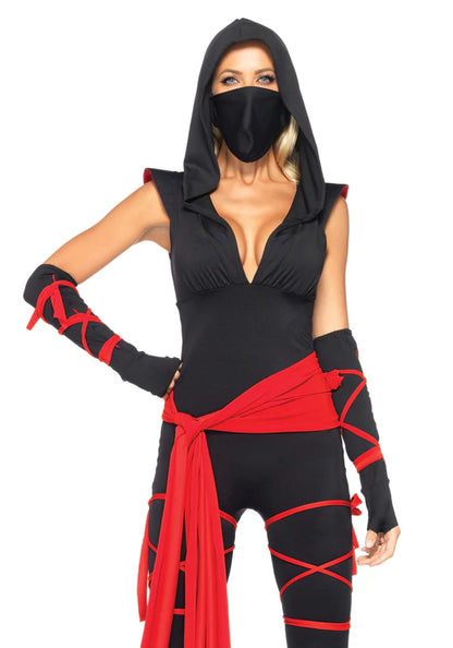 Leg Avenue Tödlicher Ninja Catsuit Kostüm Damen – Detailansicht